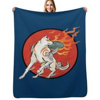 Okami Amaterasu Saulės Mėtomasis pledas Minkštas pliušinis pledas sofai, foteliui 102x76cm(40x30in) red