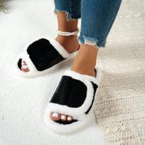 Women's Furry Outdoor Slides, Velcro Strap Platform Mules, Autumn Commuter Slippers Wholesale 42-43 juoda