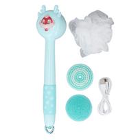Children Electric Bath Brush Electric Body Brush Automatic Water Resistant Shower Scrubber with Long Handle for Home Blue white