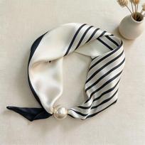 Fashion Silk Scarf Spring And Summer Lazy Magnetic Silk Scarf Women'S Neck High-End Pearl Collarbone Silk Scarf Matching 15*47 gray