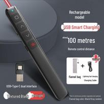 Teacher-Approved Page Turner Pen: Rechargeable Infrared PPT Remote & Multimedia Pointer with USB-C Dual Interface Receiver gray
