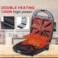 Electric Waffle Maker Mini Sandwich Machine Breakfast Maker Multi Cookers Toasters Electric Ovens Hot Plates Bread Pancake 3 in 1 1200W black