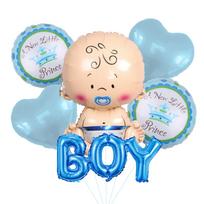 Pirmadienio puokštė Kūdikio krikštynų kūdikio aliuminio plėvelės balionų rinkinys Kūdikio gimtadienio balionų dekoracija 6 Baby Boy Set -3