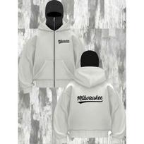 Letter Printed Hooded Zipper Sweatshirt | Neutral, Fashionable, Casual, Sports Warm Jacket with Pockets, Loose Fit L gray