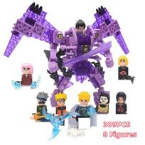 Classic Cartoon Naruto Anime Movie Mini Ninja Figures Uzumaki Kurama Nine Tailed Fox Building Blocks Kit Model Kid Toys Gift black