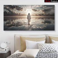 Modernus minimalistinis Jėzus Kristus Dieviškos Šviesos Stebuklas Sienos Dailė Drobės Tapyba Tinka Namų Bažnyčios Biuro Maldos Kambario Dekoru, Kalėdinė Dekoracija 40x80cm gray