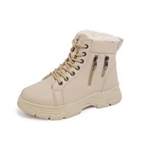 [Fanfna] 2025 autumn new short boots women's Martin boots snow boots velvet thickened warm thick bottom comfortable 42 chaki