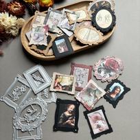 Mini Retro Photo Frame Cutting Die - Carbon Steel Template for DIY Scrapbook, Journal & Collage Other black