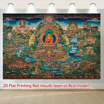 Luxurious Buddhist Buddha Wall Tapestry Hanging Sacred Asian Spiritual Decor Mural Art Jungle Paradise Temple Palace Wall Decor 100X150CM blue