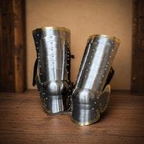 Winged Hussar Leg Armor Set Medieval Steel Knight Greaves LARP Cosplay Handmade brown