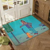 Anime classic B-BoJack Art Horseman Thickened Absorbent Non-Slip Floor Mat Bedroom Living Room Door Mat Flannel Rug 40x60cm blue