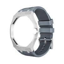 Prabangus nerūdijančio plieno rėmelio dėklas ir guminė apyrankė Modifikavimo rinkinys SWATCH x AP Royal Pop kišeninio laikrodžio pakeitimui For Royal POP gray