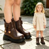 Girls Classic British Style Martin Boots With Bow Detail Low-Cut Short Kids Wear EU 35 ruda