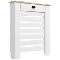 Radiatoriaus apdaila, horizontalios grotelės su 2 mediniais stalčiais, 78W x 19D x 95,5H cm, balta balta