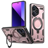 Dėklas Xiaomi Redmi Note 13 Pro Plus 5G, Karinis Šarvas, Atsparus Smūgiams, 360° Besisukantis Magnetinis Žiedas Laikiklis, TPU Plastikinis Telefono Dangtelis RM Note13Pro Plus 5G rožinio aukso spalvos