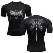 Y2K Kompresiniai marškinėliai Vyriški sporto salės Fitnesas Skeletas Treniruotės Bėgimas T-shirt Lashgard Viršus T-shirt Greitai džiūstantys trumpomis rankovėmis T-shirt L black