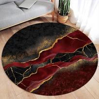 Abstraktaus marmuro apvalus kilimas Žalias rašalo raštas Auksinė linijos tekstūra Modernūs flaneliniai kilimėliai Namų svetainės miegamojo dekoras Grindų kilimai Diameter 60cm