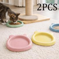 2pcs Wide‑Shallow Anti‑Whisker‑Fatigue Cat Bowls, Non‑Slip & Easy‑to‑Clean white