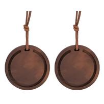 Set Of 2 Improved Wood Car Scent Disks With Simple Attachment Design And variable Scent Feature brown
