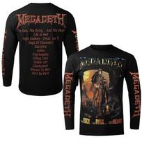 Megadeth Amerikiečių punk metal roko grupė spausdinti unisex ilgomis rankovėmis marškinėliai marškiniai rudens mada Amerikietiško gatvės retro viršus S black