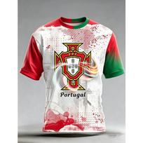 Portugalija Futbolo gerbėjo marškinėliai trumpomis rankovėmis Kvėpuojantys Greitai džiūstantys Gatvės stiliaus Laisvalaikio futbolo marškinėliai Madingi Vyriški 2026 Nauji 4XL white