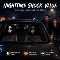 2 Pieces Halloween Scary Ghost Face Car Headrest Covers  Horror Prank Car Interior Decorations 1pc black