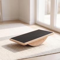 Wooden Balance Board HeavyDuty with AntiSlip Strips Sturdy for Fitness Enthusiasts, black
