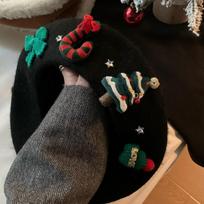 Christmas gift red woolen beret children winter warm versatile student bud painter hat tide M（56-58cm） juoda
