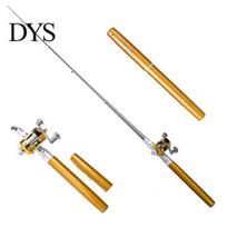 Combo Telescopic Mini Pocket Fish Pen Aluminum Portable Fishing Rod Pole Reel auksas