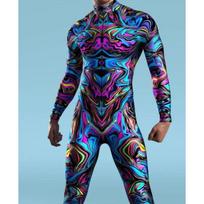 3D spausdintas CyberPunk mechaninis kombinezonas Cosplay prigludęs bodis Steampunk Helovino karnavalo kostiumas vakarėliui vyrams Zentai kostiumas Kids M blue