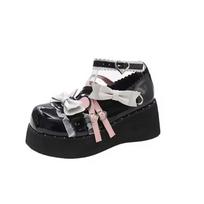 Japoniški Kawaii Punk Goth Stambios Platformos Aukštakulniai Moteriški Batai su Kaspinėliais Pleištai Mary Jane Lolita Batai Moteriški Batai su Širdies Formos Kulkšnies Sagtimi Juodi Batai 35 gray
