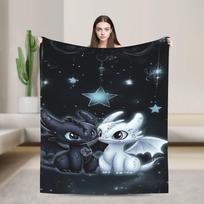 Animacinis mielas T-Toothless pledas Kokybiškas šiltas metamas pledas Žiemos mergaičių berniukų miegamojo raštas Lovatiesė 30x40in black