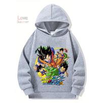 Anime hoodie 3-14 Years Kids DragonBall Clothes Goku Hoodie Boys Girls Sporty Ideal Daily Outdoor Wear Boys Hooded Sweatshirt 120 gray
