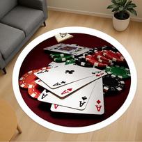 1pc Poker Chips Cards Round Chair mat office Area Rug - Non-Slip, Floor Mat for Office, Bedroom, and Indoor Decor p127217 100cm by 100cm black