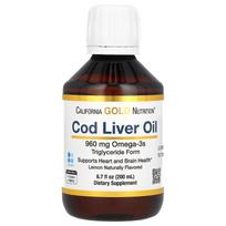 California Gold Nutrition, Menkių kepenų aliejus, Norvegiški trigliceridai, Natūralaus citrinų skonio, 6,7 fl oz (200 ml)