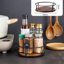 360 Degree Rotating Lazy Susan Turntable Versatile Rotating Storage Rack Round Wooden Organizer for Home Kitchen Pantry black