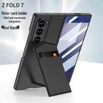 Samsung Z Fold7 Protective Case with Card Holder Stand & Leather Film SM-Fold7 gray
