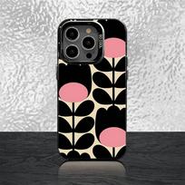 Daugiažiedis O-Orla K-Kiely Folio Dėklas Telefonui iPhone 16,15,14,13,12,11,Pro,X,Max,Plus,Mini,SE Juodas Saldaininis Matinis Smūgiams Atsparus Dėklas iPhone12PRO gray