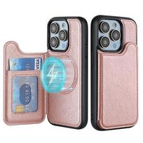 For Magsafe Magnetic Flip Leather Wallet Card Holder Phone Case for IPhone 17 Air 16 15 Plus 14 13 12 Pro Max Protective Cover iPhone 15 black