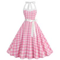 Vintažinė 1950-ųjų Retro taškuota suknelė moterims Rockabilly Swing suknelė su kaspinėliu Raudona ir Balta M rožinė