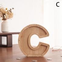 26 abėcėlės Pinigų dėžė Monetų Pinigai Piggy Bank Medinė Laiškų taupymo Dėžutė Darbalaukio Ornamentas Namų dekoro Amatai Vaikams C beige