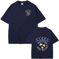Limited Resident Evil Print T-shirt Men and Women Summer Cotton Clothing Casual Fashion Short Sleeved Tee 2XL blue