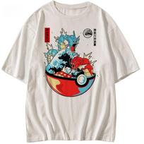 Pokémon Japonijos Retro Gyarados Banga Trumpomis Rankovėmis Marškinėliai Grynai Vyriški ir Moteriški Vasaros Nauja Tendencija Laisvas Viršus S chaki