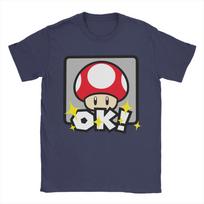 Super Marios Red Mushroom Men's Women's T Shirts Vintage Tee Shirt Short Sleeve Crew Neck T-Shirt Cotton Gift Idea Tops S gray