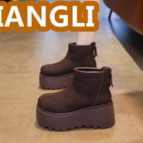 Small thick-soled Martin boots winter new comfortable velvet warm super fire thin boots 40 tamsiai ruda spalva