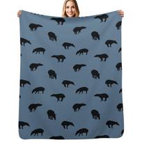 Tapir Silhouettes Pattern WorldTapirDay Throw Blanket Warm Comfortable Blanket for Office Napping 102x76cm(40x30in) gray