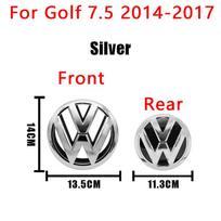 For VW Volkswagen Jetta MK5 Golf 140mm 135mm 113mm VW Logo ABS Emblem Car Hood Front Grill Rear Trunk Badge Sticker For Volkswag 1Pcs Front 2014-2017 black