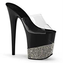 20cm Sexy Women Pole Dance Shoes Stripper High Heels Show Pumps Platform Wedding Shoes 43 juoda