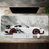 Large White Sports Car Design Gaming Mouse Pad Anti-Slip Rubber Base Extended Desk Mat for Gamer Office Use Computer Accessories 40cmx90cm black