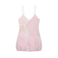 Women's clothing autumn new, fringed balloon version lace mini dress XS rožinė